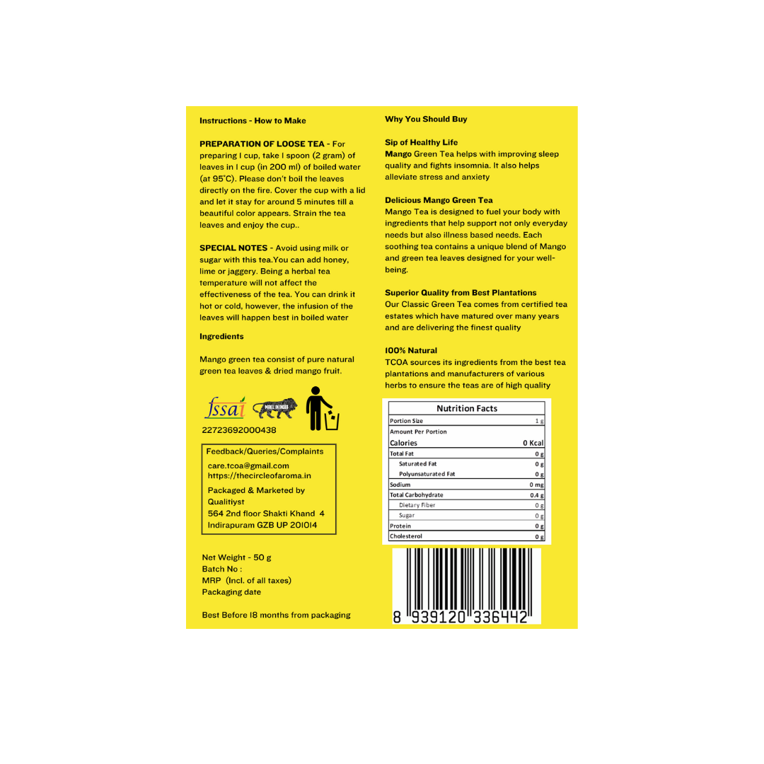 Mango Green Tea 100g (50 Cups)