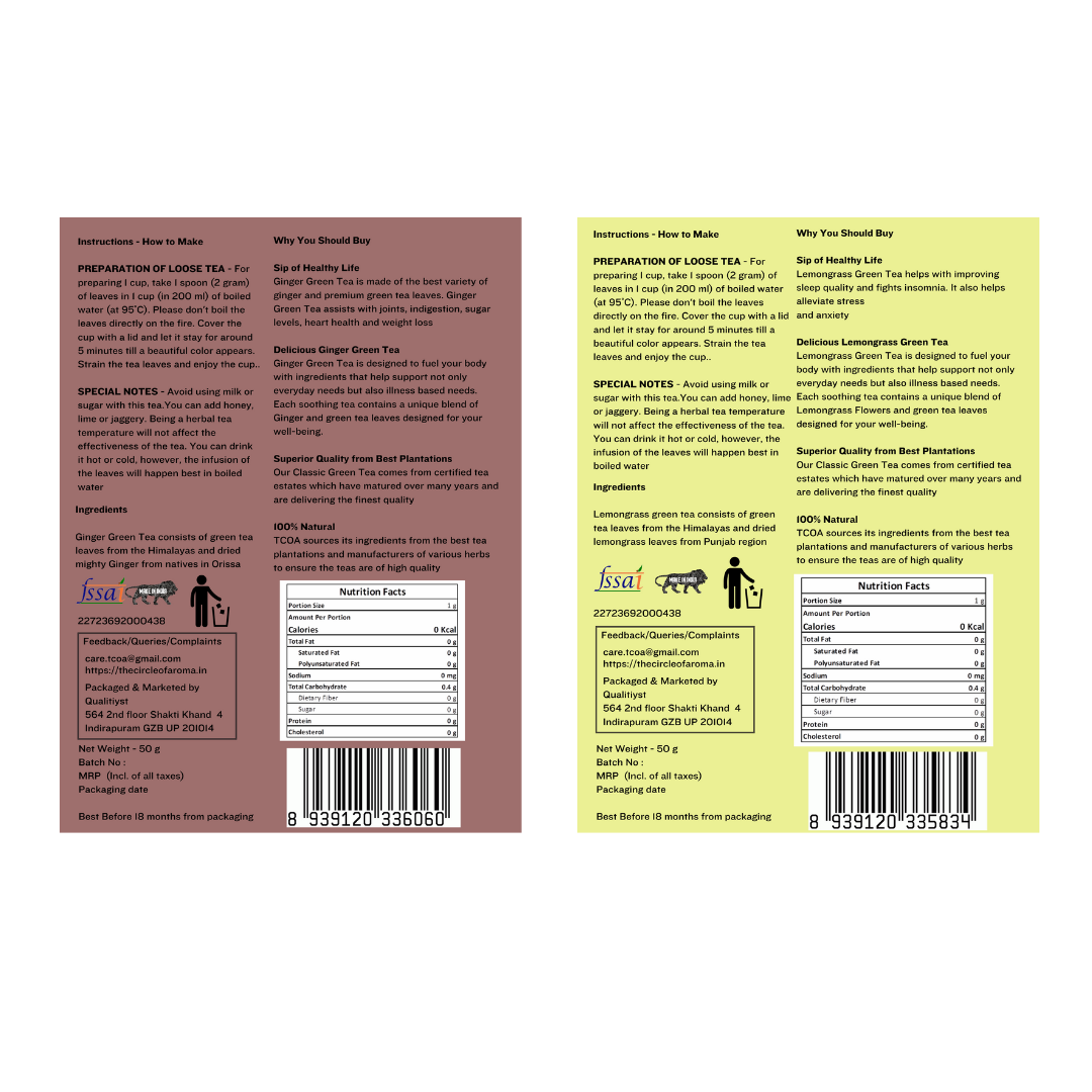 Combo Of 2 Lemongrass, Ginger 50g (25 Cups) Each Flavour