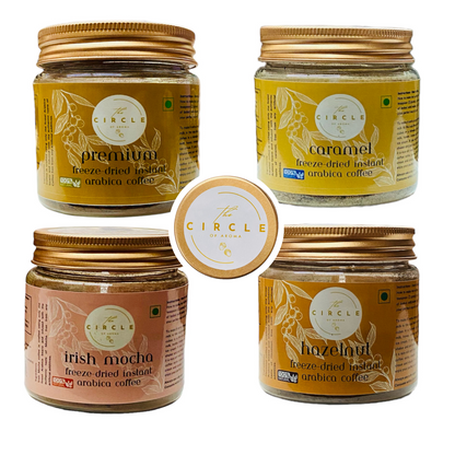 Combo Of 4 Premium-Regular, Hazelnut, Irish Mocha & Caramel 50g(25 Cups) Each Flavour