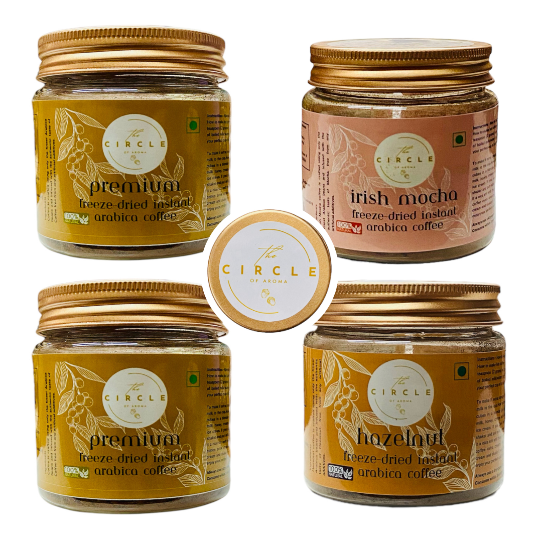 Combo Of 4 |Premium(Regular) 2 Pkt, Irish Mocha & Hazelnut  50g (25 Cups) Each Flavour