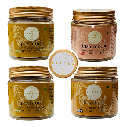 Combo Of 4 |Premium(Regular) 2 Pkt, Irish Mocha & Hazelnut  50g (25 Cups) Each Flavour